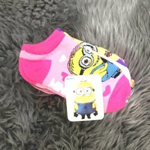 Minion | Toddler Girl's No-Show Socks | Size 5-6.5 | 5 Pack